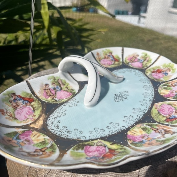 Arnart Creation Heart Courtship Vanity Dish Gold Trim Hand Painted Japan - Picture 6 of 12